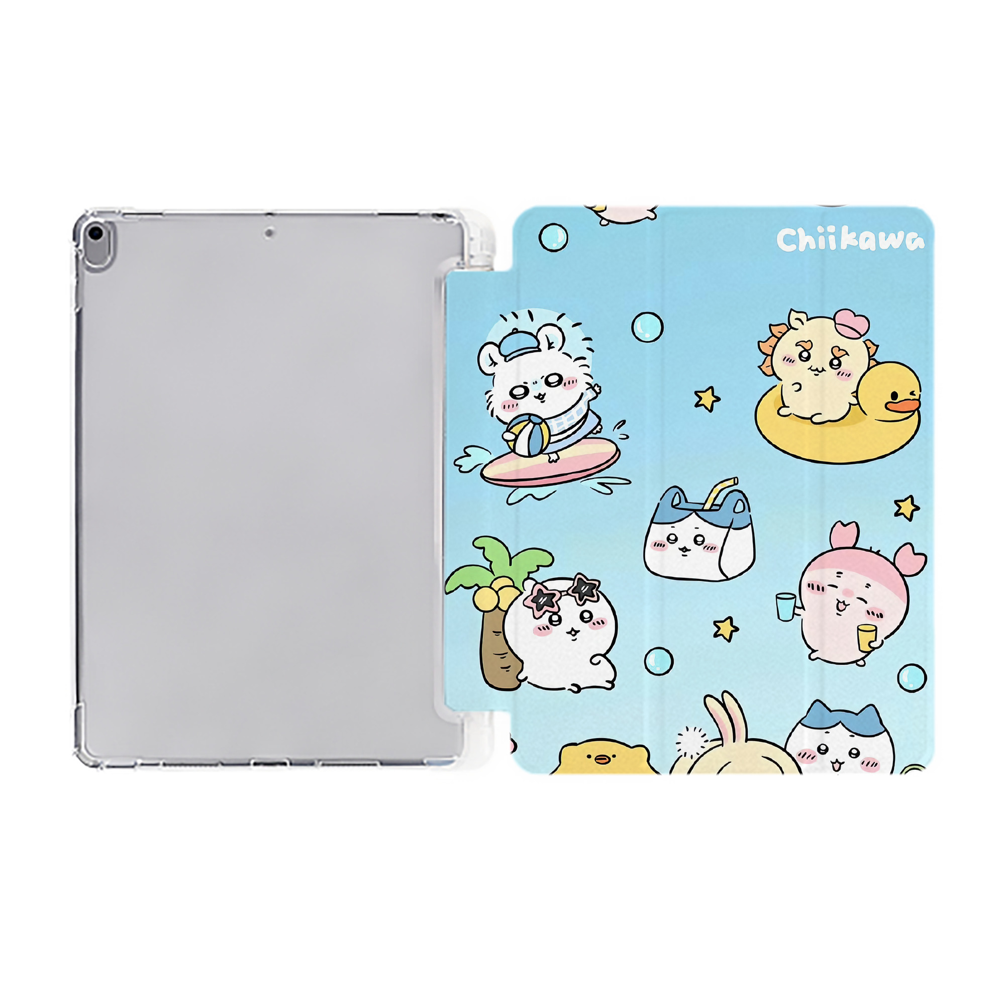 （画像用） ちいかわ Chii-kawa IPad ケース ペン収納付き 三つ折りスタンド PUレザー×シリコン 対応機種9.5/10.5/10.9インチ